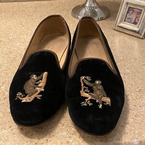 Stubbs & Wooten Palm Beach  Black Loafers with Embroidered Monkey Design sz 9.5